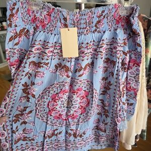 Entro Floral Top in Blue and Pink